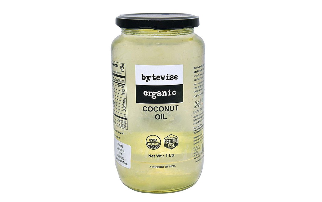 Bytewise Organic Coconut Oil    Glass Jar  1 litre